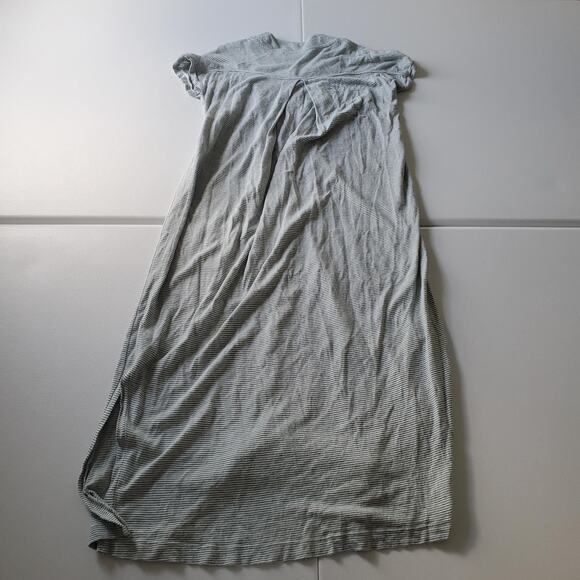 Poetry Dress Womens US 4 Gray White Striped Button Front Linen Coastal Midi - Picture 2 of 10